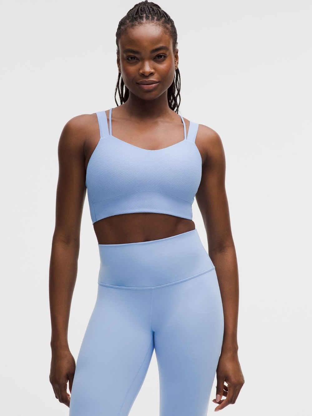 Lululemon Like A Cloud Longline bra D/DD size 8 Sinatra Blue dot